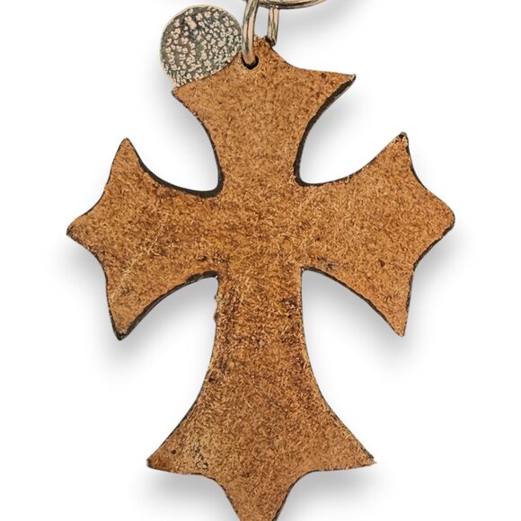 Myra Bag Leather Turquoise Elegance Cross Key Fob Bag Charm - New - Picture 4 of 4